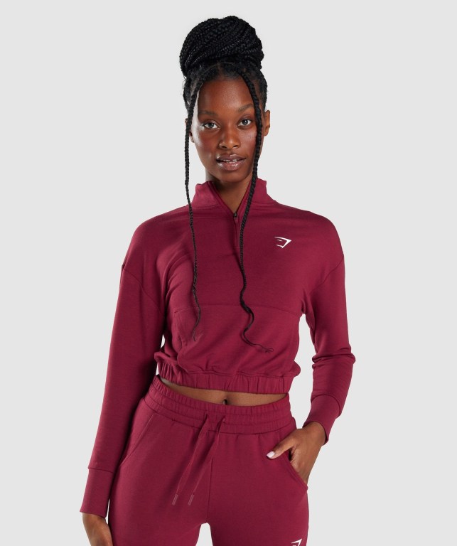 Burgundy Gymshark Pippa Training Women\'s Hoodies | US-38QINPJ