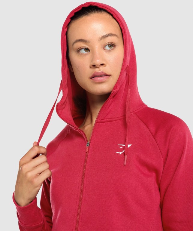 Burgundy Gymshark Training Zip Up Women's Hoodies | US-35RUSZB