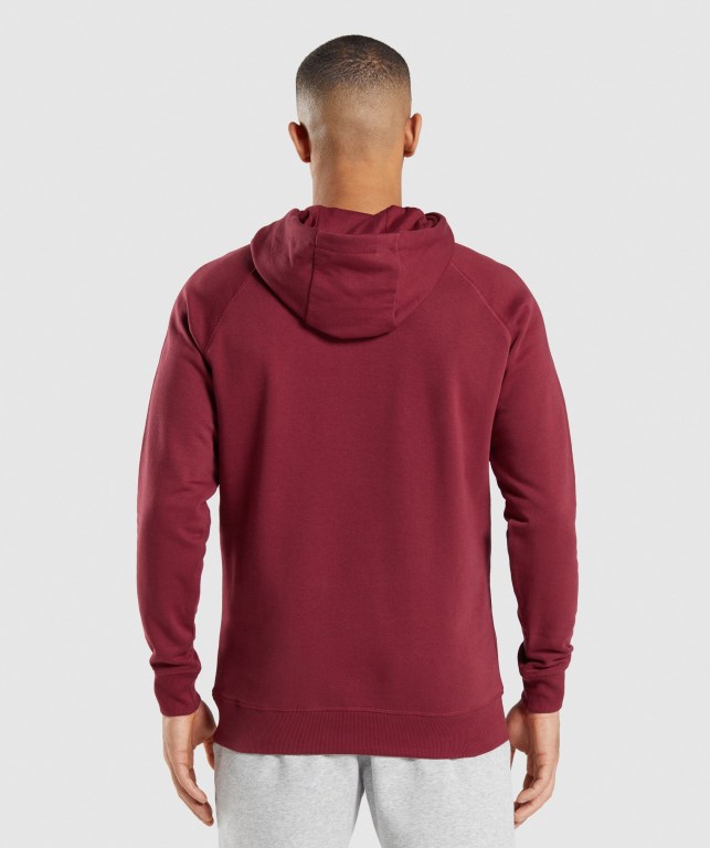 Burgundy Red Gymshark Crest Men's Hoodies | US-67CILVT