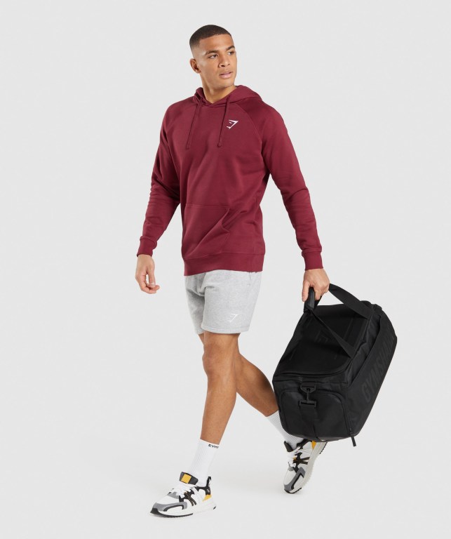 Burgundy Red Gymshark Crest Men's Hoodies | US-67CILVT