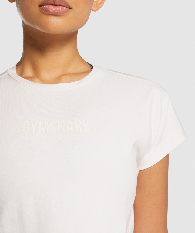 Cream Gymshark Camo Graphic Crop Women's T Shirts | US-07ZQLFK