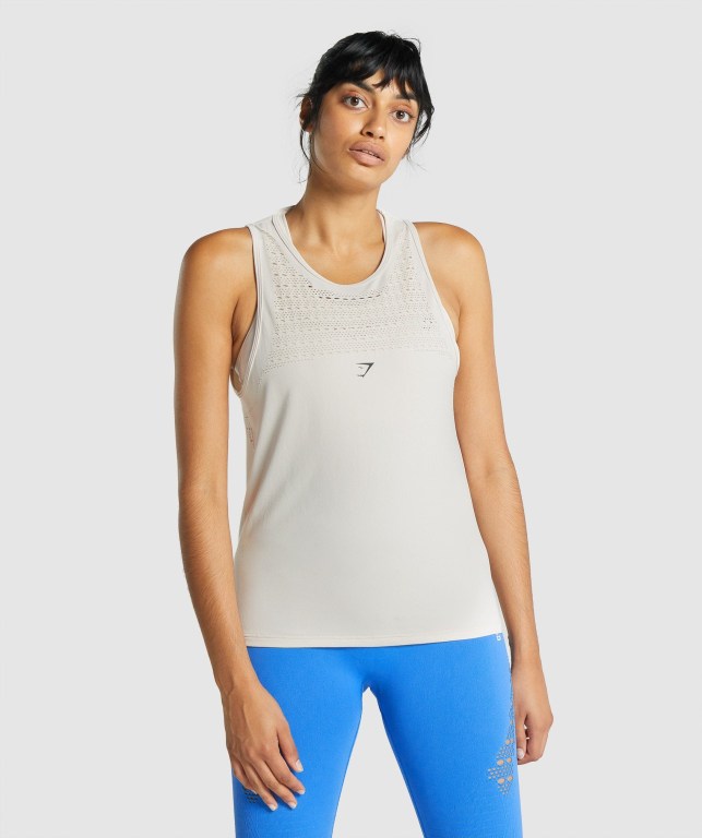 Cream Gymshark Energy Seamless Loose Women\'s Tank Tops | US-26FRYDT