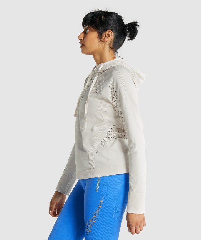 Cream Gymshark Energy Seamless Women's Hoodies | US-71ZBTMO