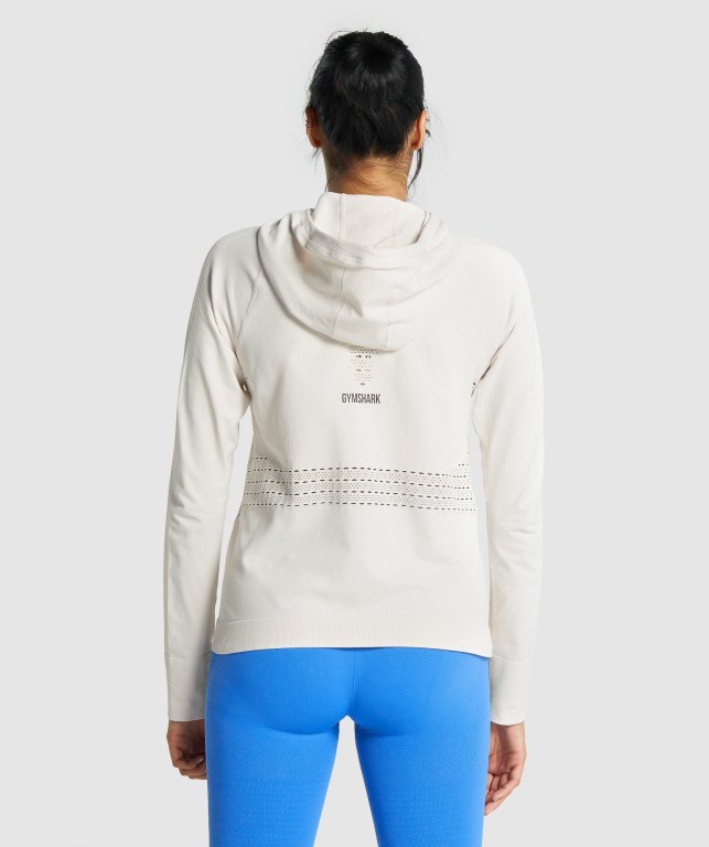 Cream Gymshark Energy Seamless Women's Hoodies | US-71ZBTMO