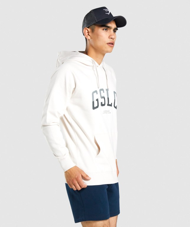 Cream Gymshark GSLC Collegiate Men's Hoodies | US-15PSCDB