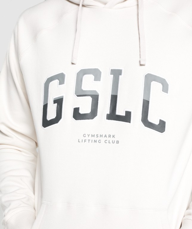 Cream Gymshark GSLC Collegiate Men's Hoodies | US-15PSCDB