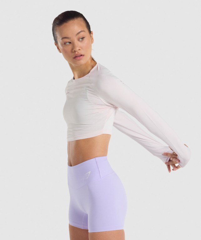 Cream Gymshark Training Crop Top Women's T Shirts | US-08LFTJU