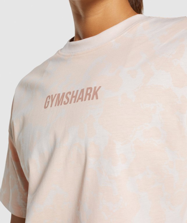 Cream / Light Brown Gymshark Camo Graphic Oversized Women's T Shirts | US-25RPXYO