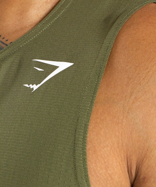 Dark Green Gymshark Arrival Men's Tank Tops | US-53YAGJD