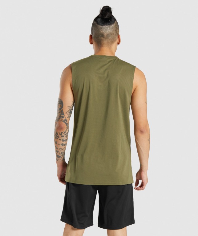 Dark Green Gymshark Arrival Sleeveless Men's Tank Tops | US-73QLTMV