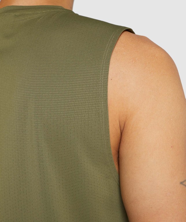 Dark Green Gymshark Arrival Sleeveless Men's Tank Tops | US-73QLTMV