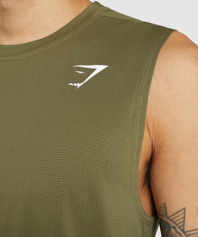 Dark Green Gymshark Arrival Sleeveless Men's Tank Tops | US-73QLTMV