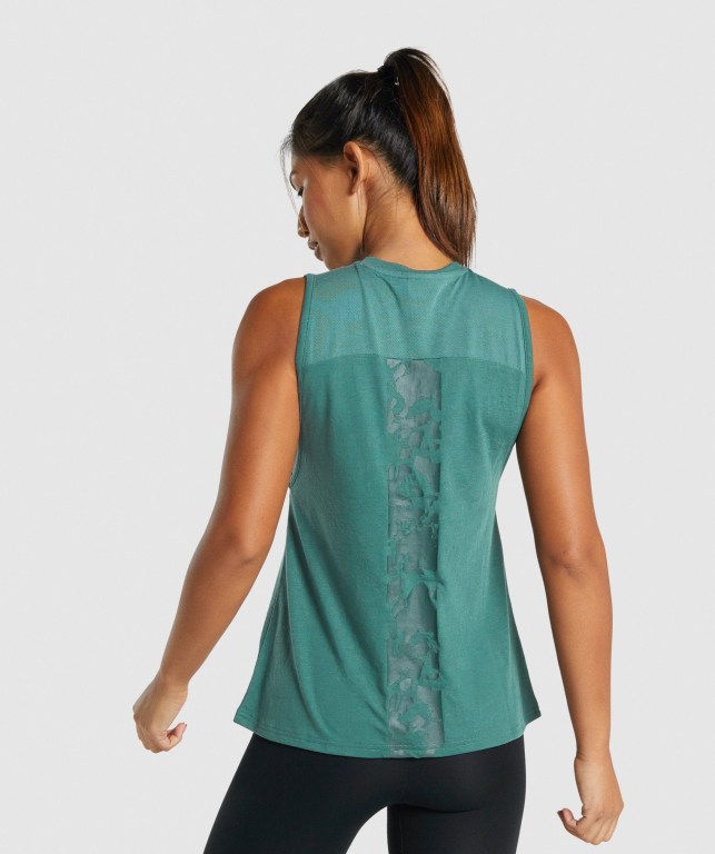 Dark Green Gymshark Camo Graphic Women's Tank Tops | US-31ENWKQ