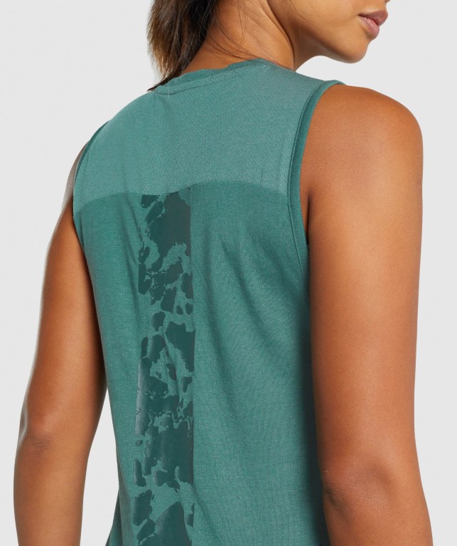 Dark Green Gymshark Camo Graphic Women's Tank Tops | US-31ENWKQ