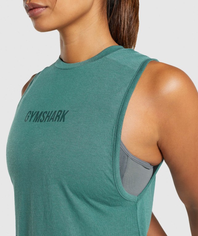 Dark Green Gymshark Camo Graphic Women's Tank Tops | US-31ENWKQ