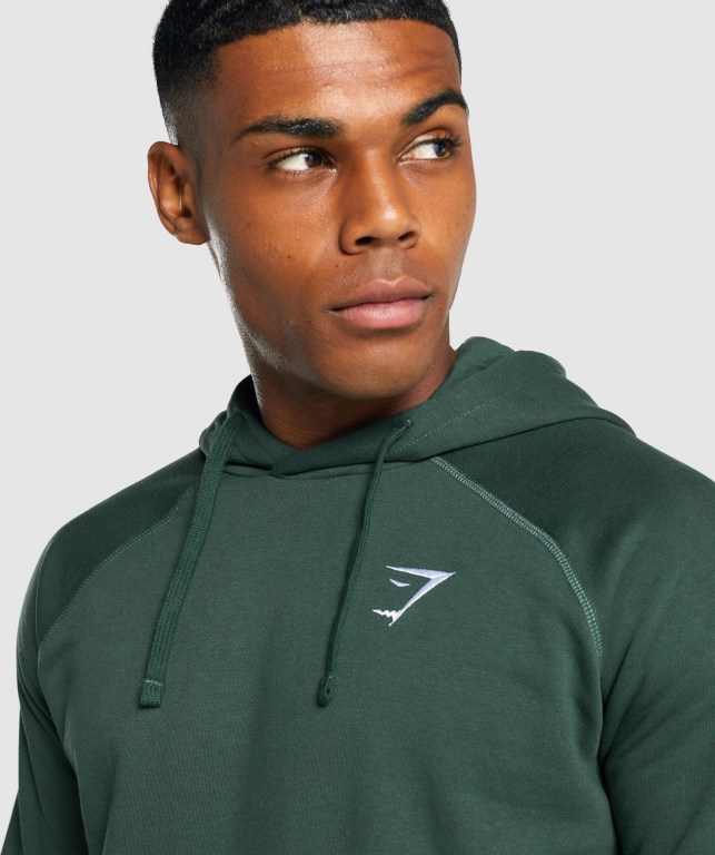 Dark Green Gymshark Crest Men's Hoodies | US-18YRJXK