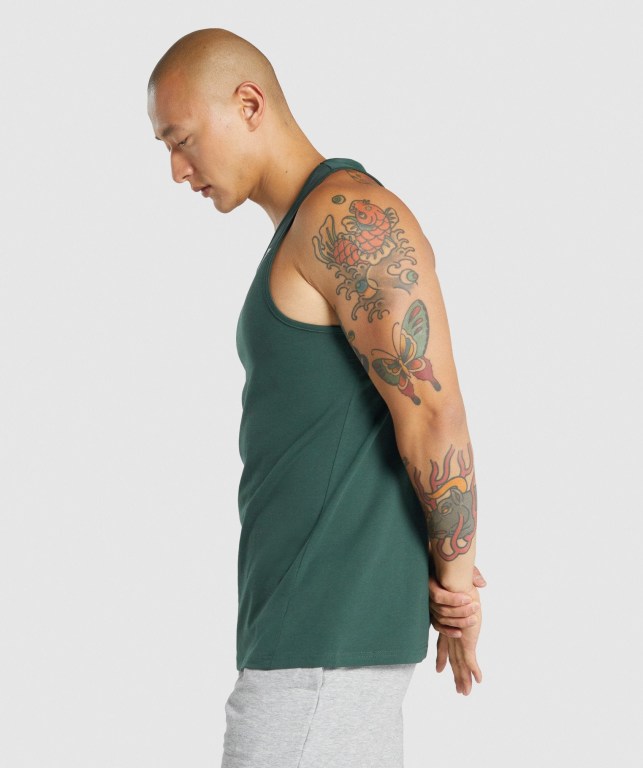 Dark Green Gymshark Critical 2.0 Men's Tank Tops | US-17XEDPR