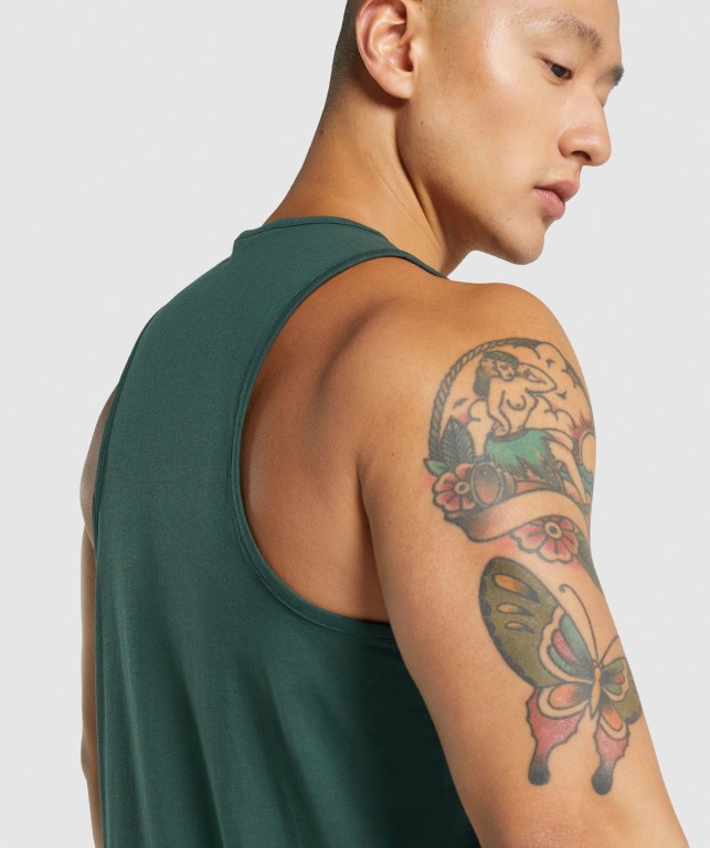 Dark Green Gymshark Critical 2.0 Men's Tank Tops | US-17XEDPR