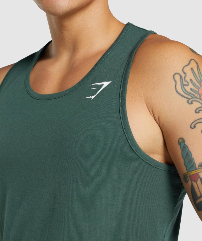 Dark Green Gymshark Critical 2.0 Men's Tank Tops | US-17XEDPR