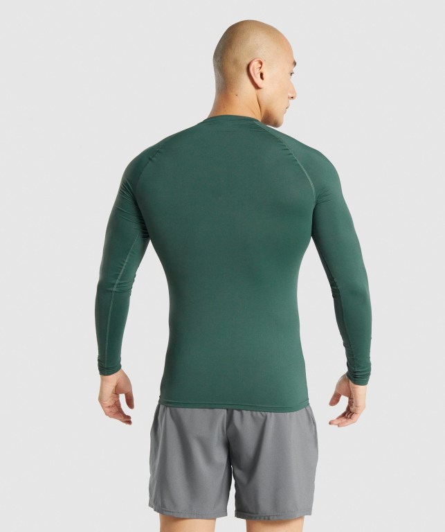 Dark Green Gymshark Element Baselayer Men's T Shirts | US-14MCPOL