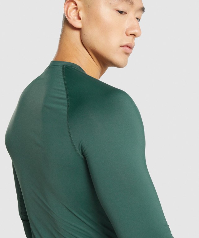 Dark Green Gymshark Element Baselayer Men's T Shirts | US-14MCPOL