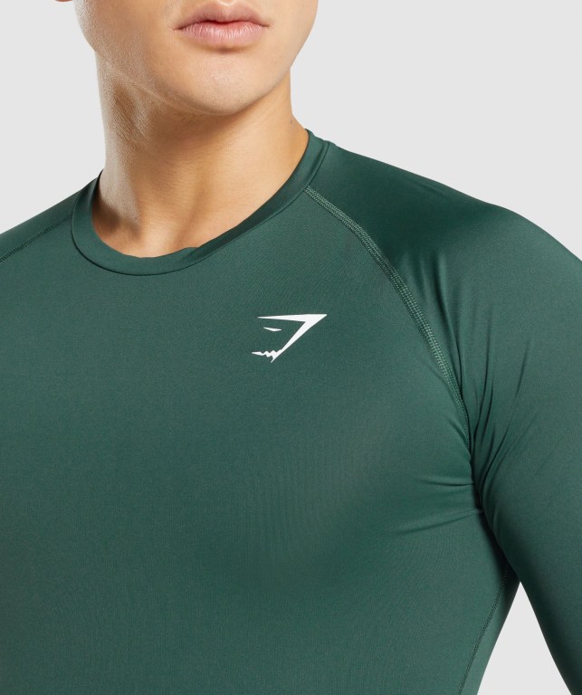 Dark Green Gymshark Element Baselayer Men's T Shirts | US-14MCPOL