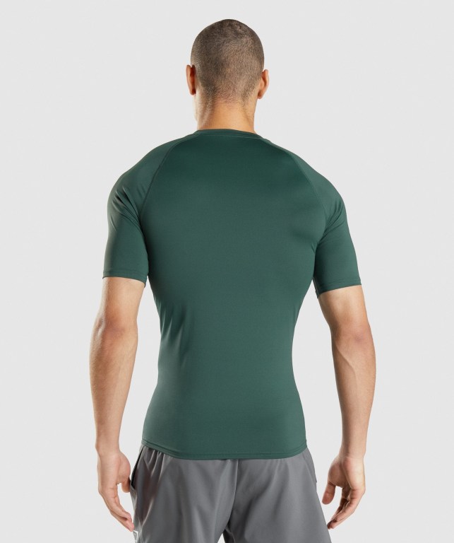 Dark Green Gymshark Element Baselayer Men's T Shirts | US-30EBGLJ