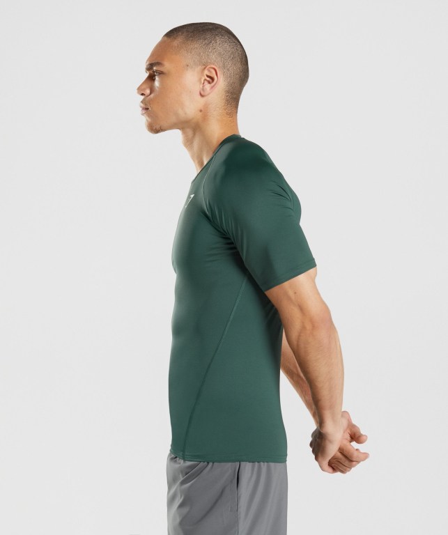 Dark Green Gymshark Element Baselayer Men's T Shirts | US-30EBGLJ