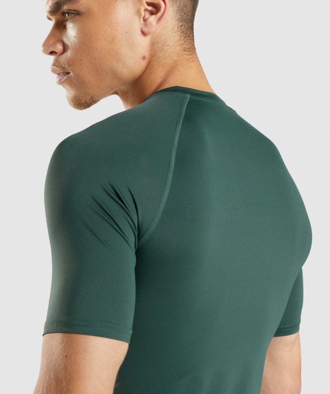 Dark Green Gymshark Element Baselayer Men's T Shirts | US-30EBGLJ