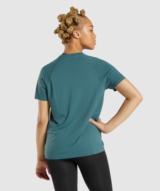 Dark Green Gymshark Fit Seamless Women's T Shirts | US-65RISYO