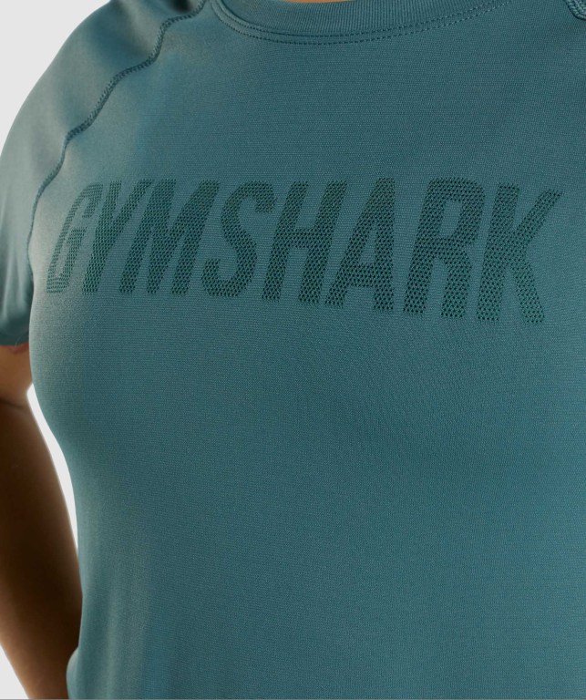 Dark Green Gymshark Fit Seamless Women's T Shirts | US-65RISYO