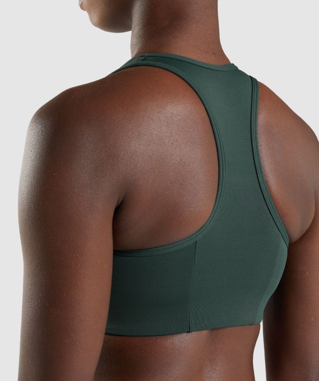 Dark Green Gymshark Legacy Graphic Women's Sports Bra | US-13IPZOG