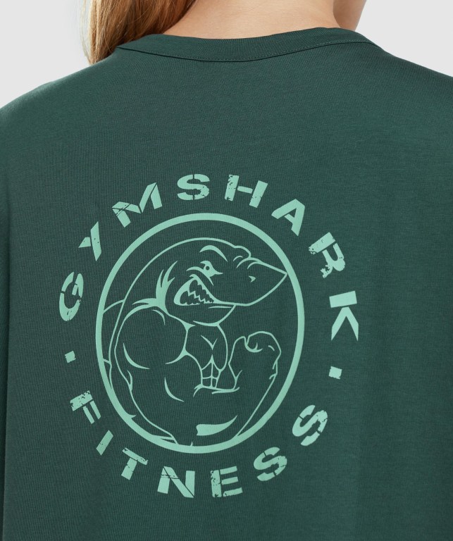 Dark Green Gymshark Legacy Graphic Women's T Shirts | US-31ZMEFU