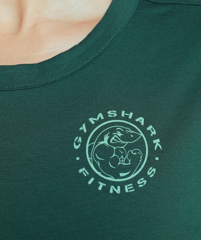 Dark Green Gymshark Legacy Graphic Women's T Shirts | US-31ZMEFU