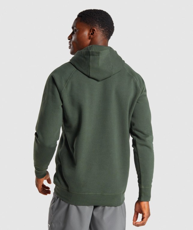 Dark Green Gymshark Sharkhead Infill Men's Hoodies | US-78TLAQG