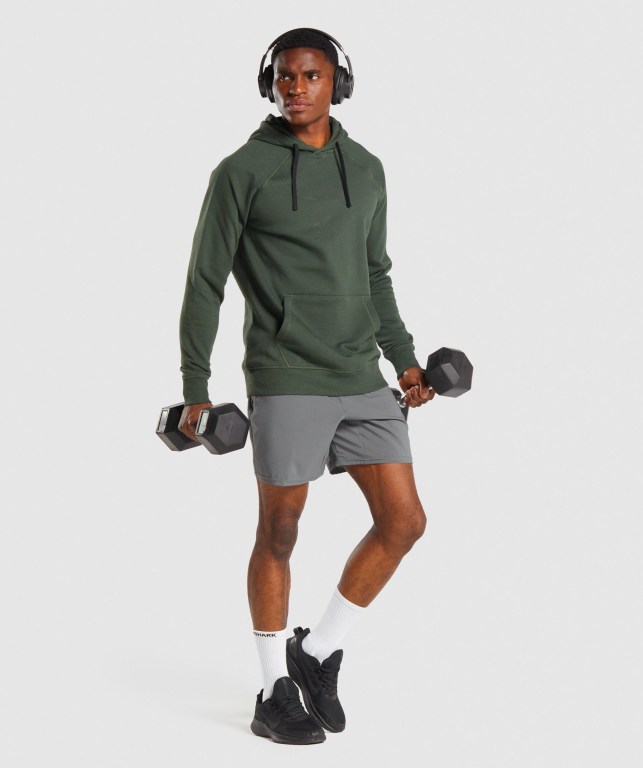 Dark Green Gymshark Sharkhead Infill Men's Hoodies | US-78TLAQG