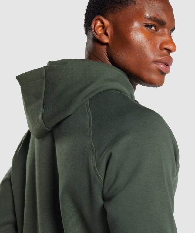 Dark Green Gymshark Sharkhead Infill Men's Hoodies | US-78TLAQG