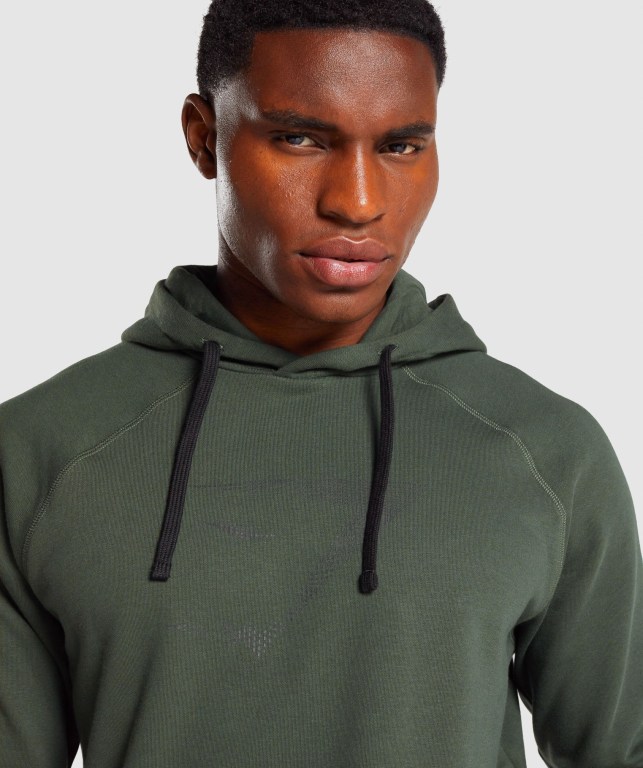 Dark Green Gymshark Sharkhead Infill Men's Hoodies | US-78TLAQG