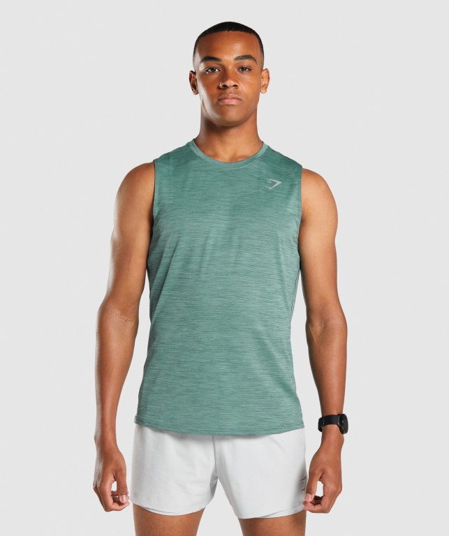 Dark Green Gymshark Speed Men\'s Tank Tops | US-47TVHWA