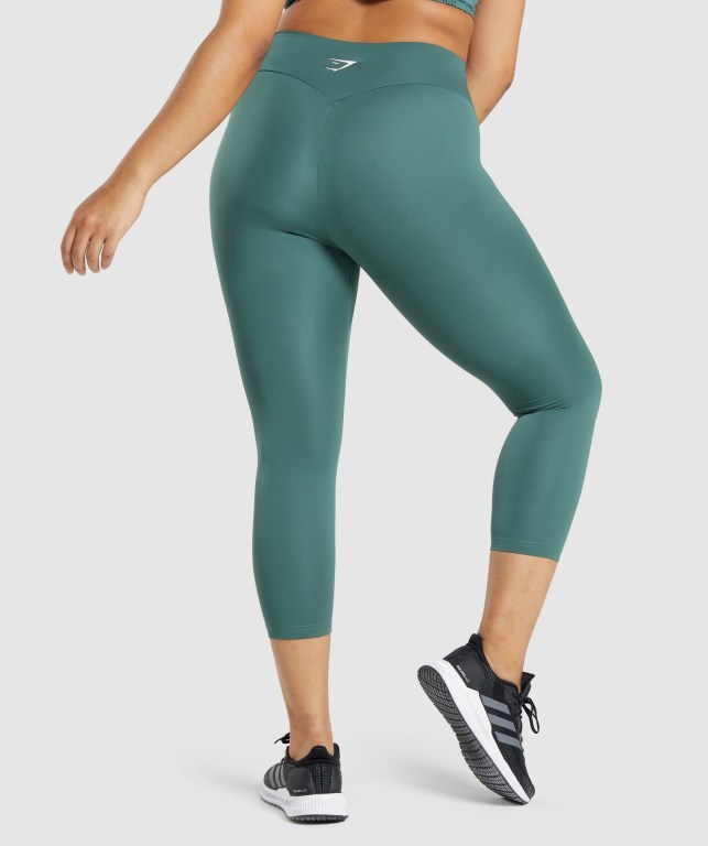 Dark Green Gymshark Training 7/8 High Waisted Women's Leggings | US-78QYJTN