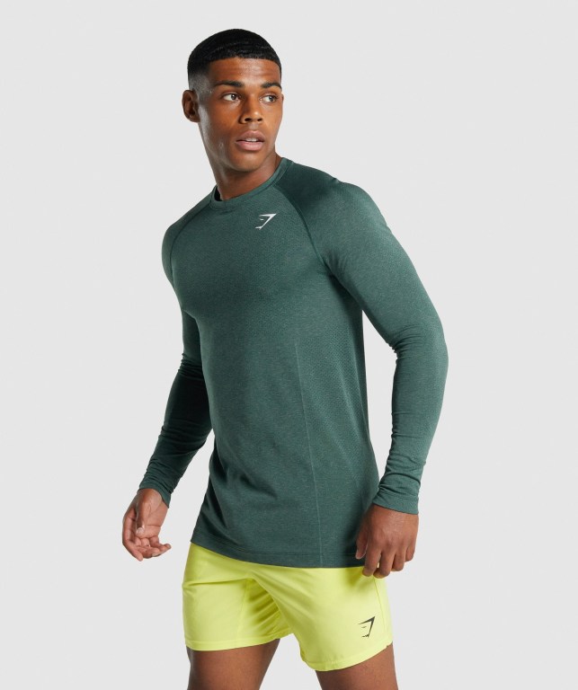 Dark Green Gymshark Vital Light Seamless Men's T Shirts | US-71ENMVC