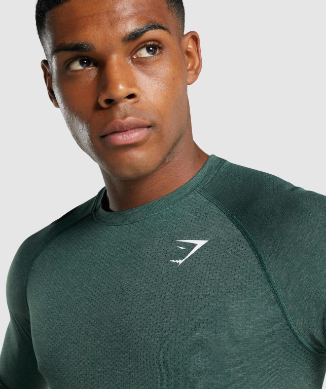 Dark Green Gymshark Vital Light Seamless Men's T Shirts | US-71ENMVC