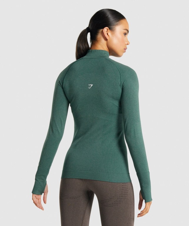 Dark Green Gymshark Vital Seamless 2.0 1/2 Zip Women's Hoodies | US-29BRNAK