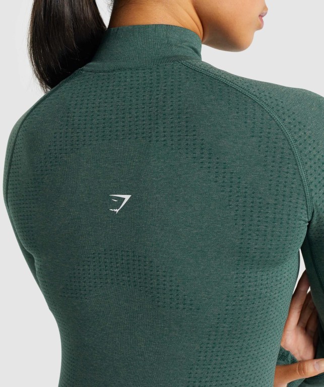 Dark Green Gymshark Vital Seamless 2.0 1/2 Zip Women's Hoodies | US-29BRNAK