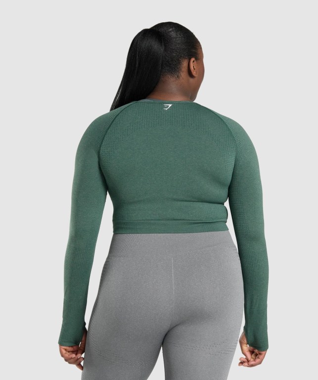 Dark Green Gymshark Vital Seamless 2.0 Crop Top Women's T Shirts | US-49UDXZK