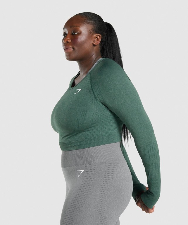 Dark Green Gymshark Vital Seamless 2.0 Crop Top Women's T Shirts | US-49UDXZK