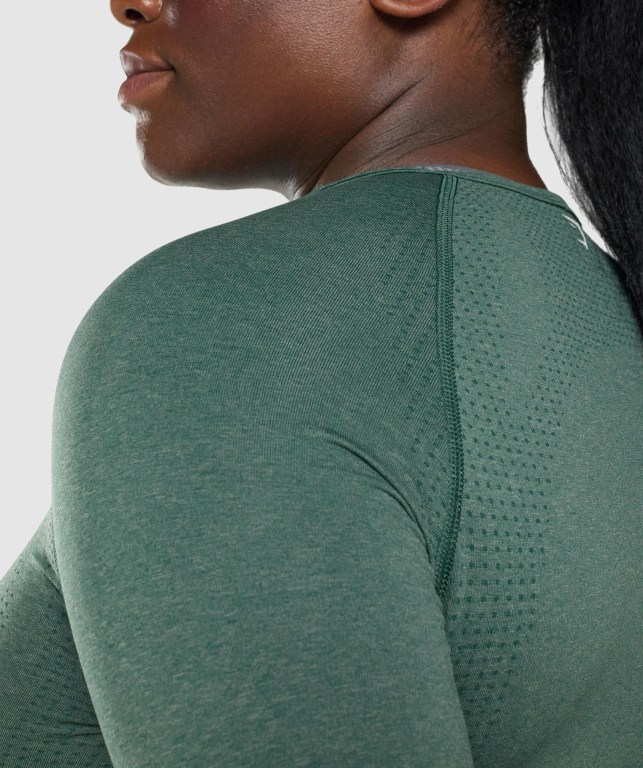 Dark Green Gymshark Vital Seamless 2.0 Crop Top Women's T Shirts | US-49UDXZK