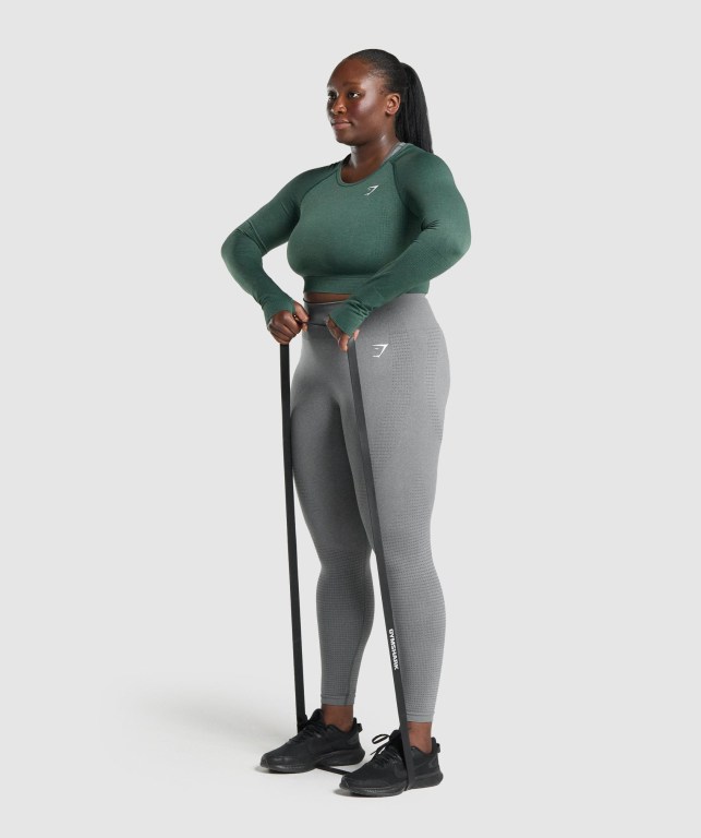 Dark Green Gymshark Vital Seamless 2.0 Crop Top Women's Sweatshirts | US-89EQHVY