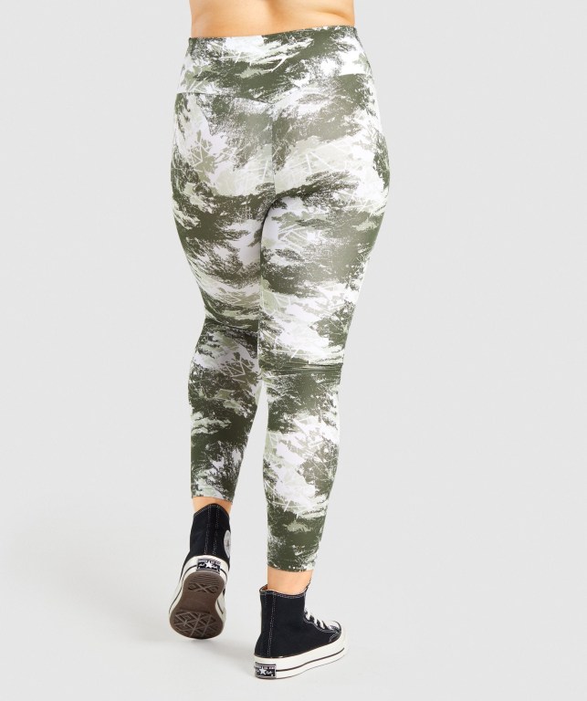 Green Camo Gymshark Training High Waisted Women's Leggings | US-67ZWHUR