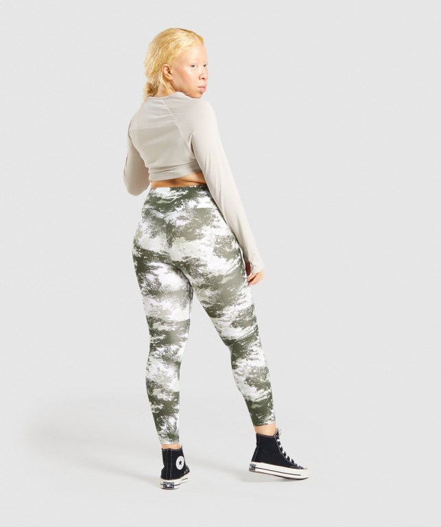 Green Camo Gymshark Training High Waisted Women's Leggings | US-67ZWHUR